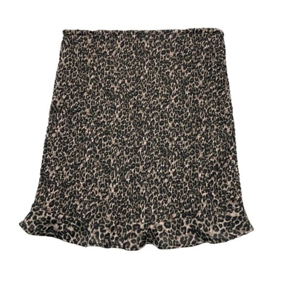 GUESS Leopard Print Smocked Mini Skirt Sz Small - Picture 6 of 6